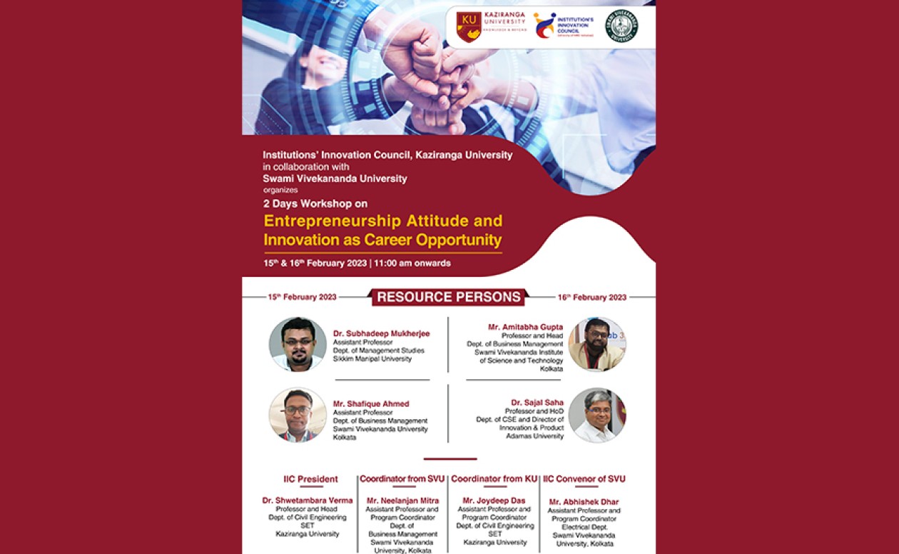 Workshop on Entrepreneurship attitude and Innovation as a career opportunity