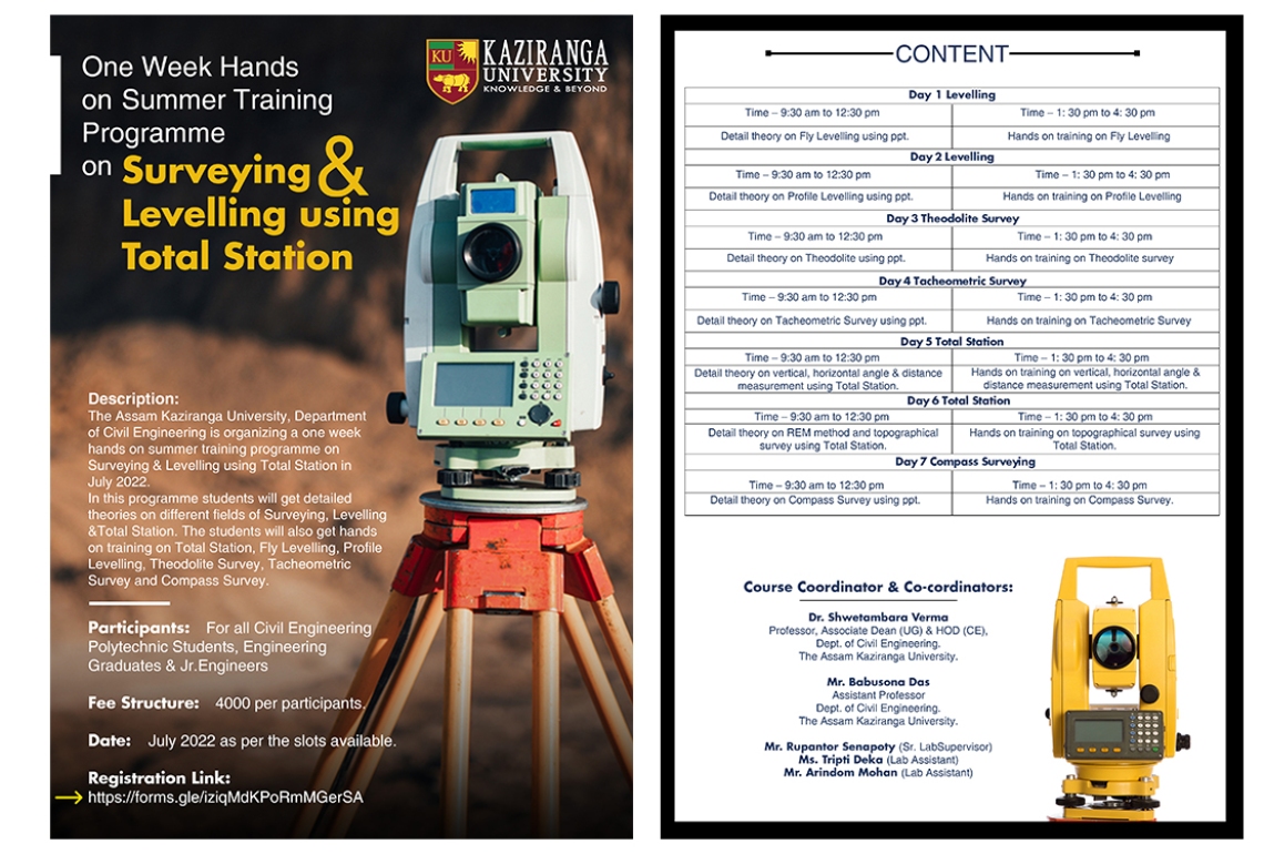 Summer training programme on Surveying &amp; Levelling using Total Station