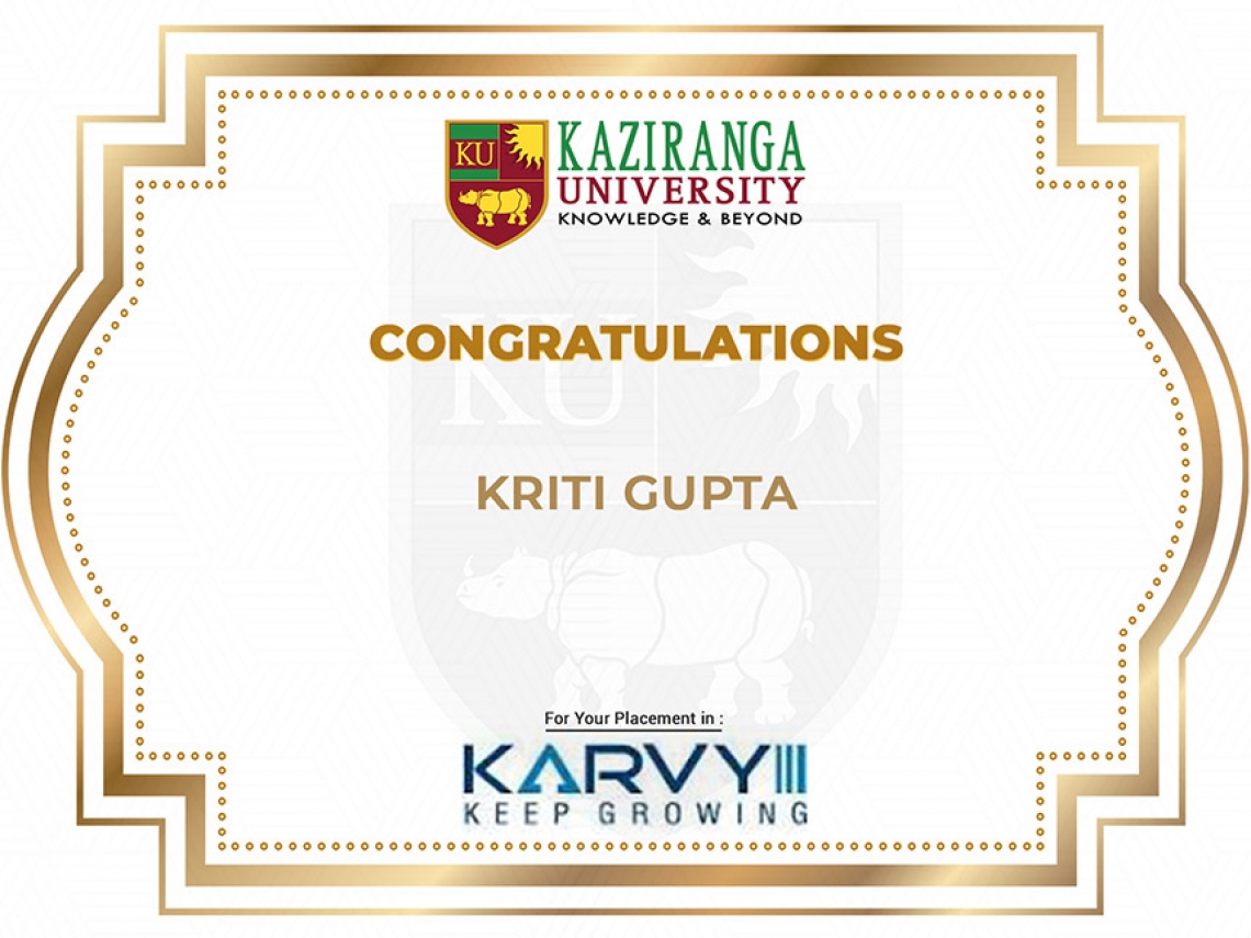 MBA Student Placed in Karvy Stock Broking Ltd.