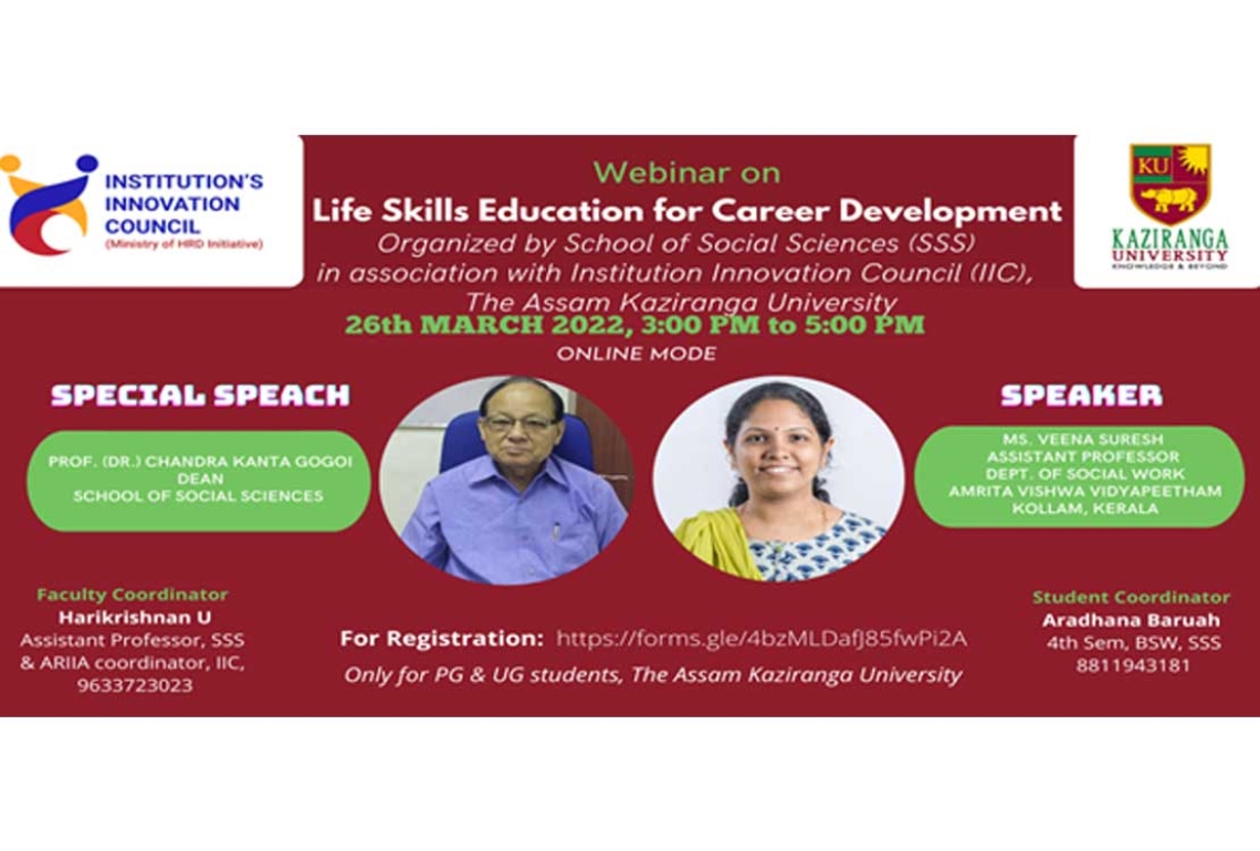 Webinar on "Life Skills Education for Career Development" organized by SSS