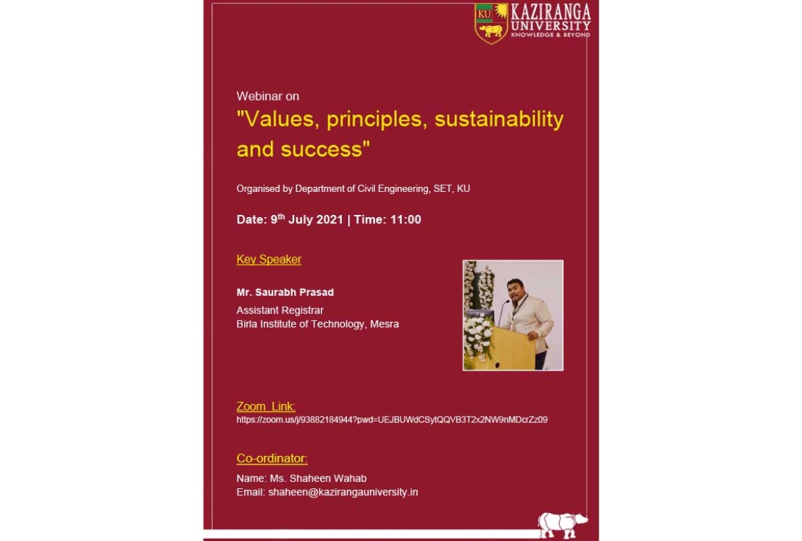 Webinar on Values, principles, sustainability and success