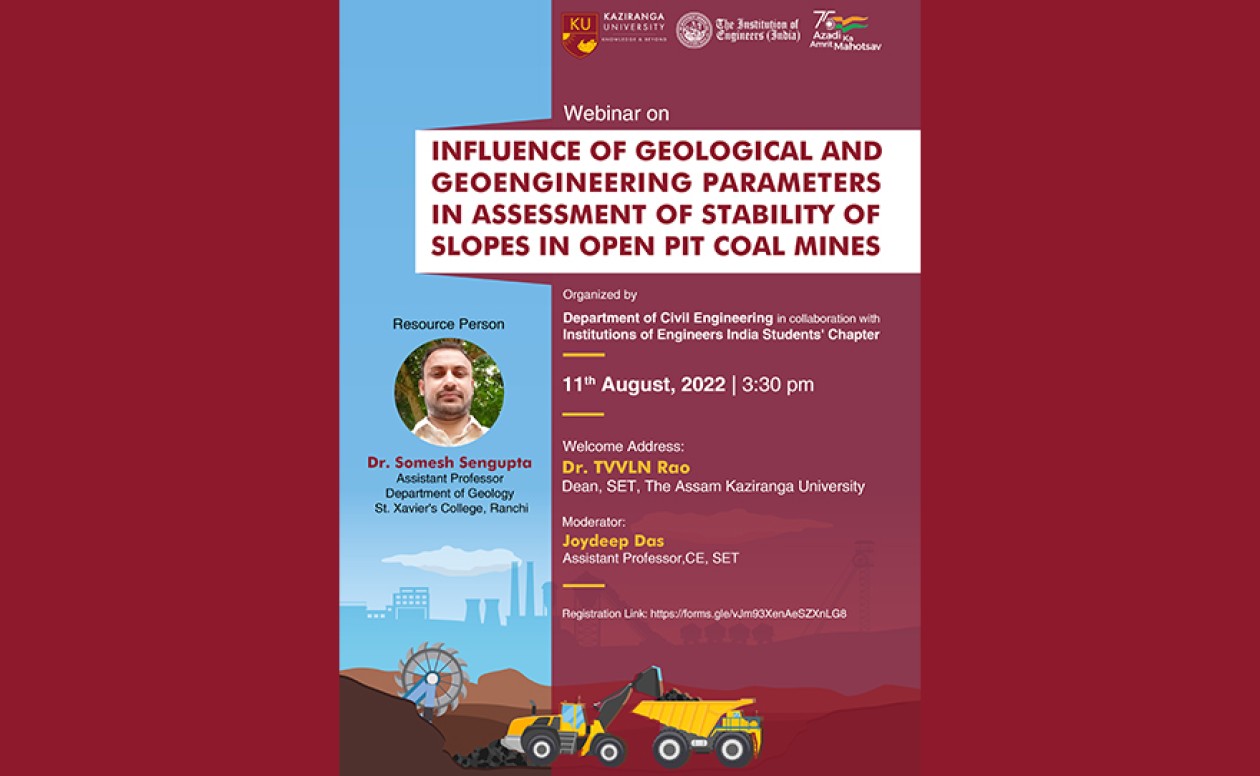 Webinar on Influence of Geological and Geoengineering parameters in assessment of stability of slopes in open pit coal mines