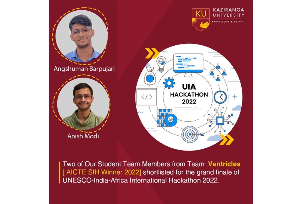 Two of Our Student were shortlisted for the grand finale of the UNESCO-India-Africa International Hackathon 2022
