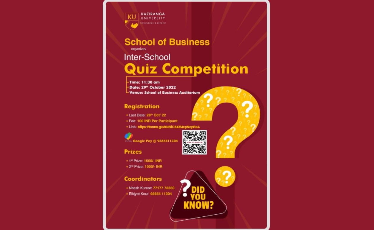 Quiz Competition on current general knowledge in Science and Technology, Current Affairs, Sports, Business, and Entertainment