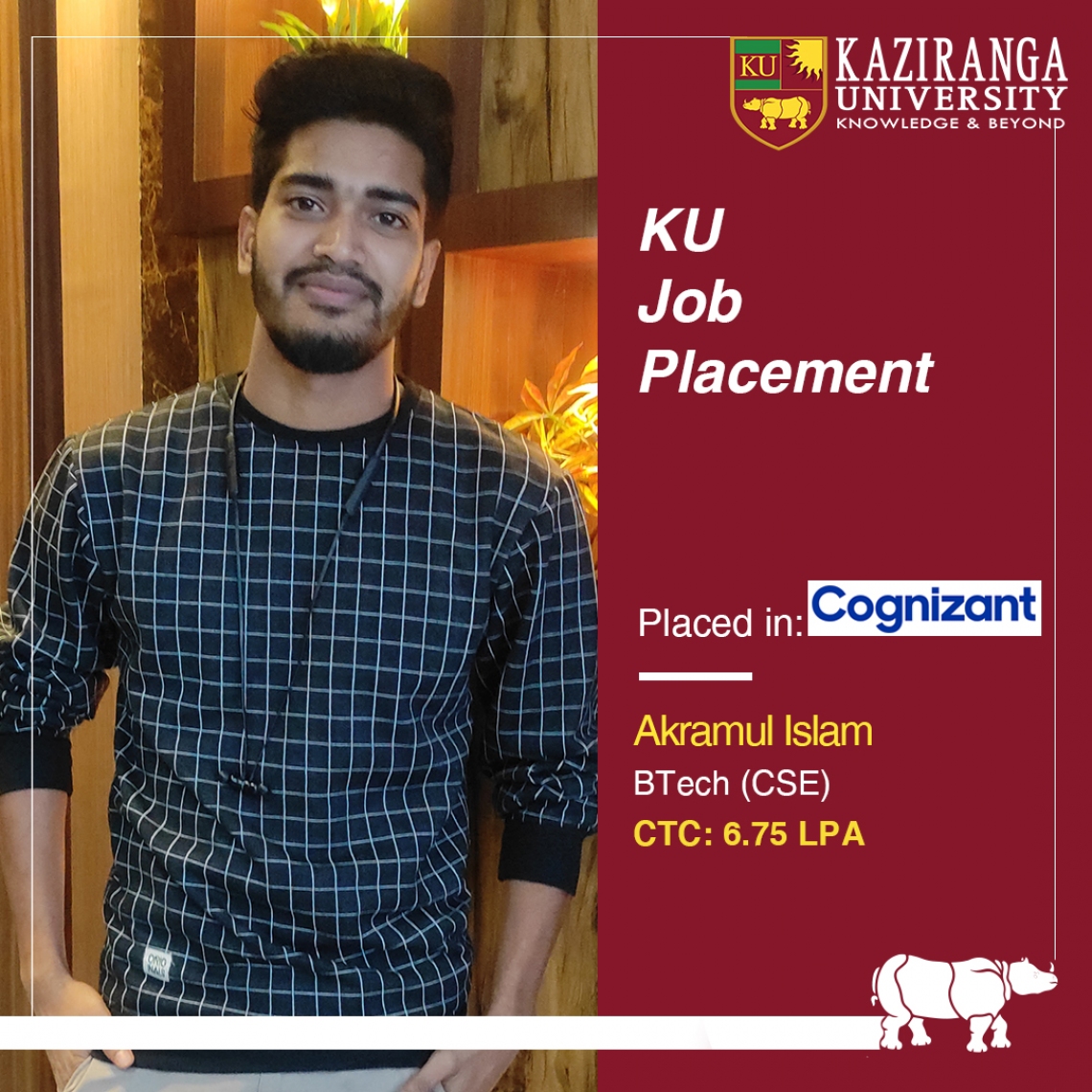 Congratulations, Akramul Islam, on getting placed at M/s Cognizant Technology Solutions Ltd