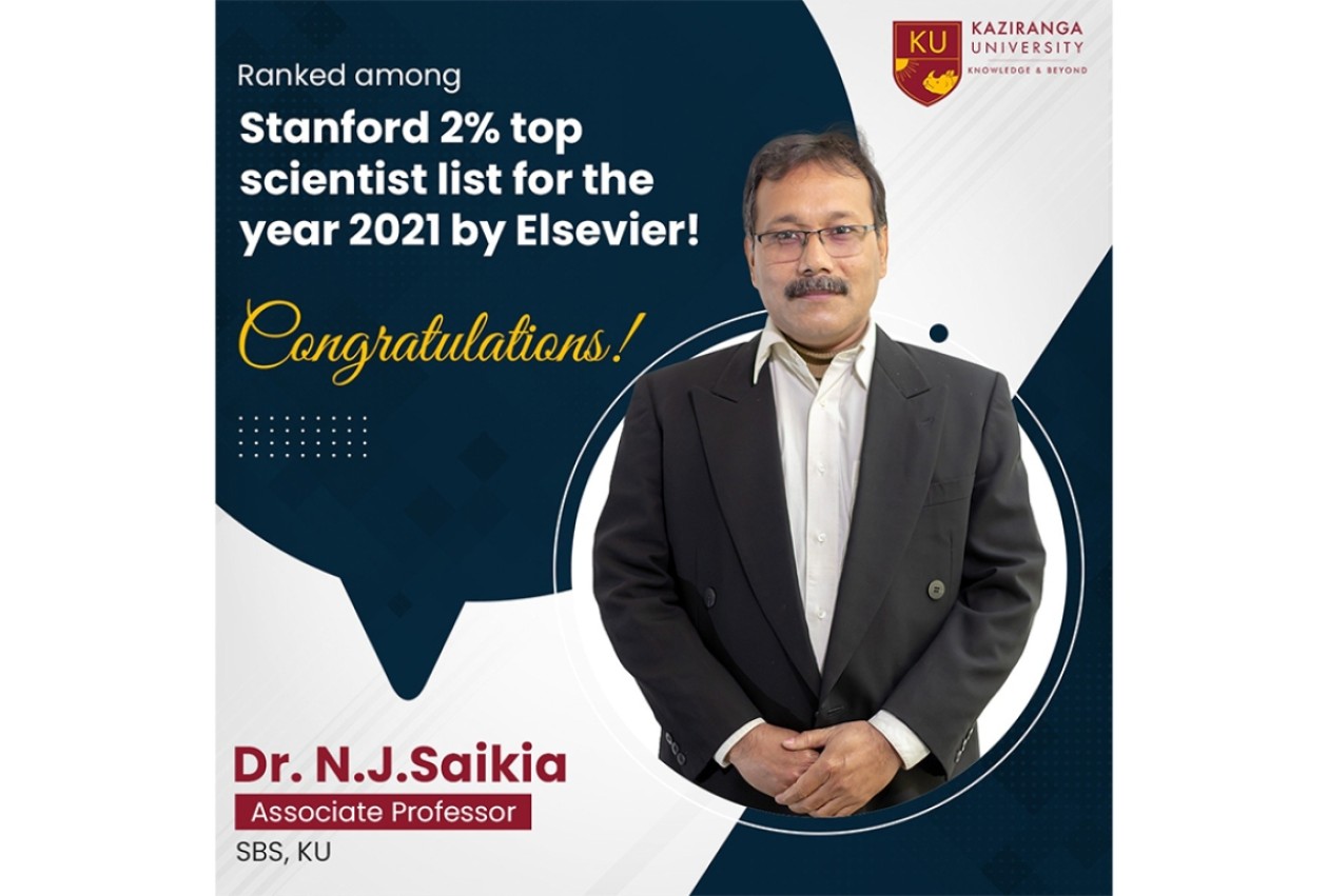 Dr. N.J. Saikia from Department of Chemistry has been listed among the top 2% scientits