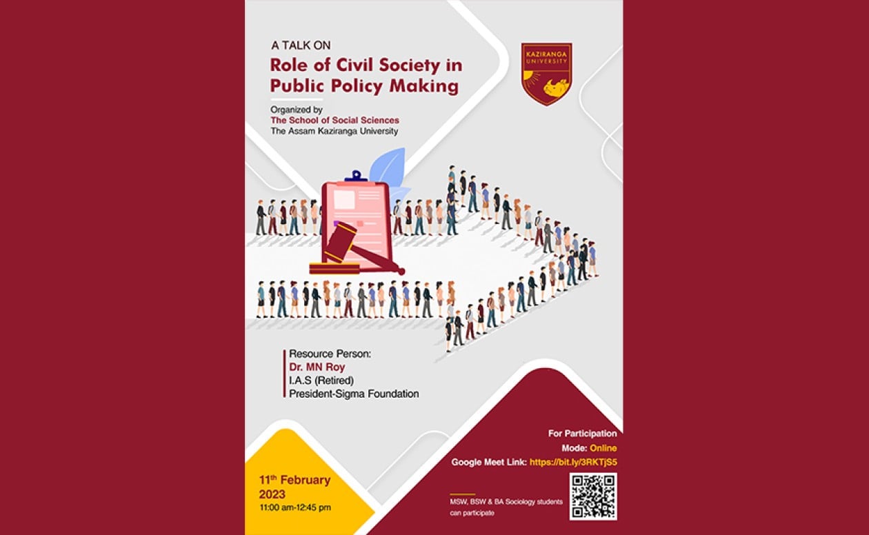 Workshop on  the Role of Civil Society Organizations in Public Policy Making organized by School of Social Sciences