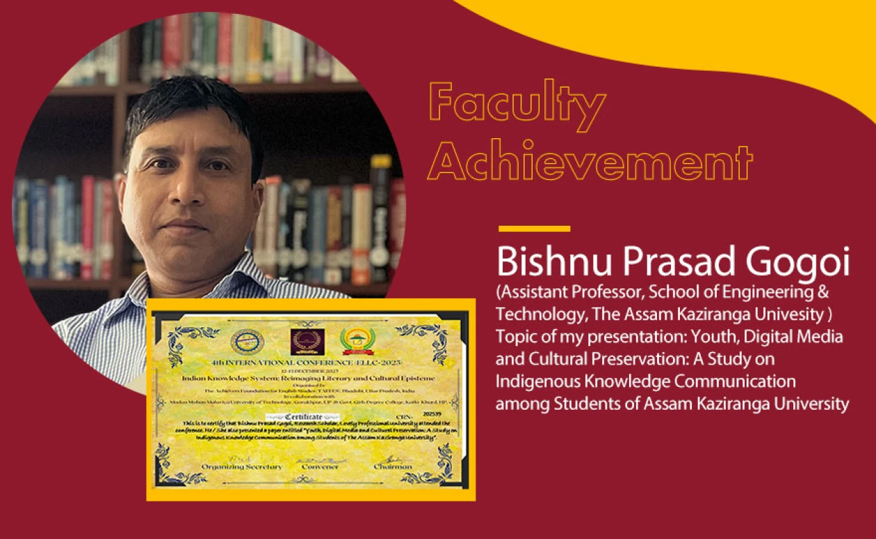 Faculty Bishnu Prasad Gogoi topic presentation on International Conference