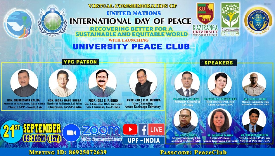 University Peace Club launched on the occasion of UN International Day of Peace