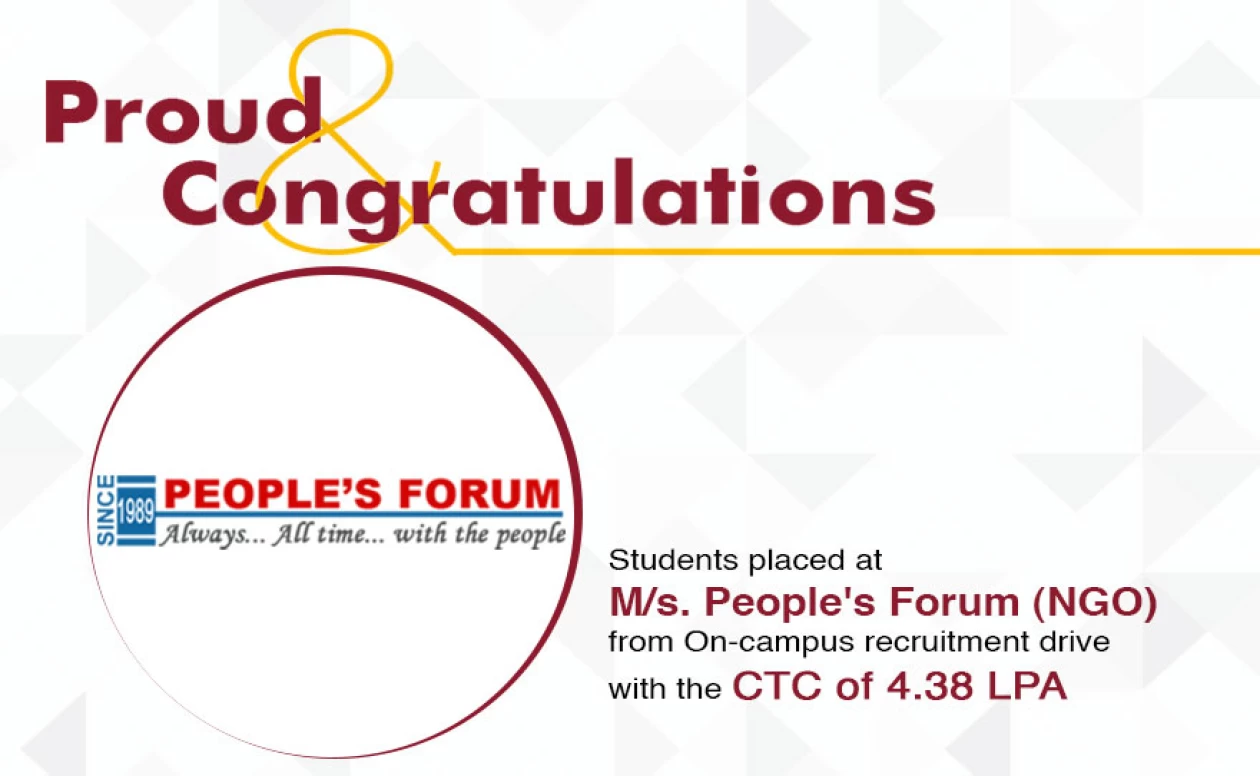 Congratulations on getting placed at M/s. People's Forum (NGO)