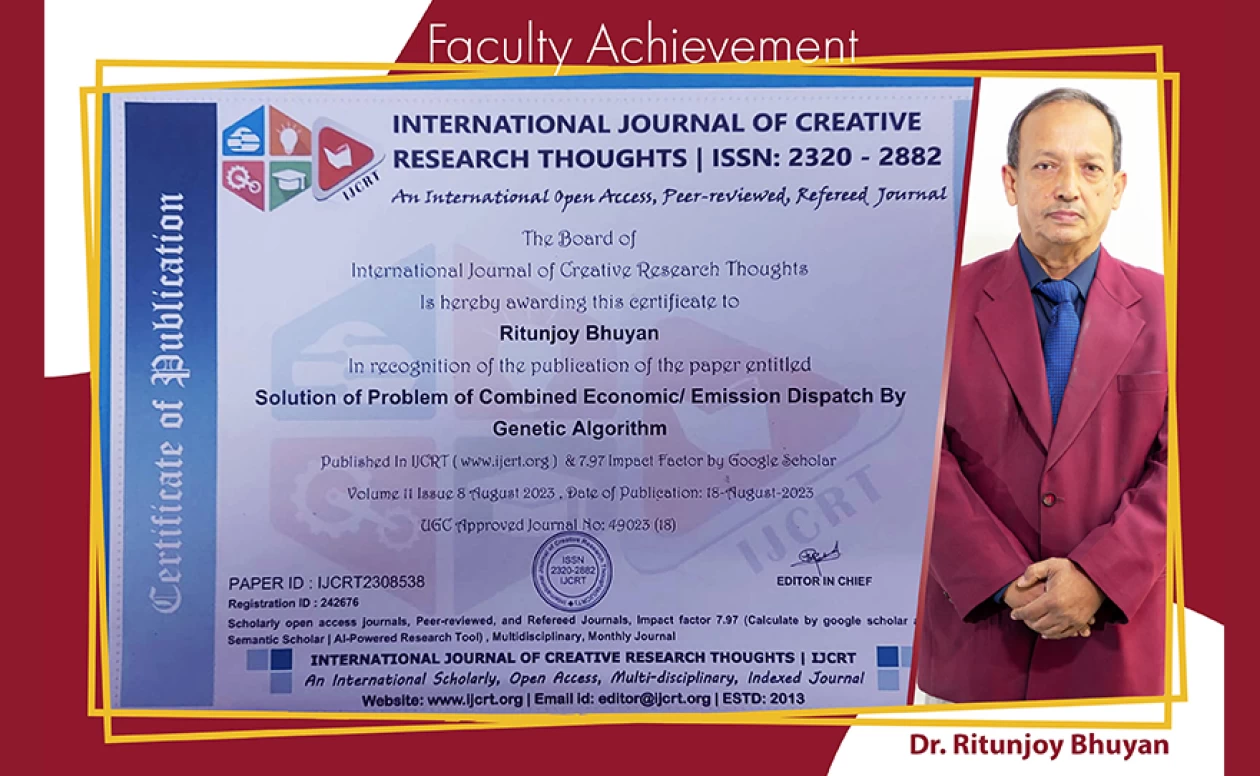 A Paper by Prof(Dr) Ritunjoy Bhuyan was approved on International  Journal of Creative Research Thoughts