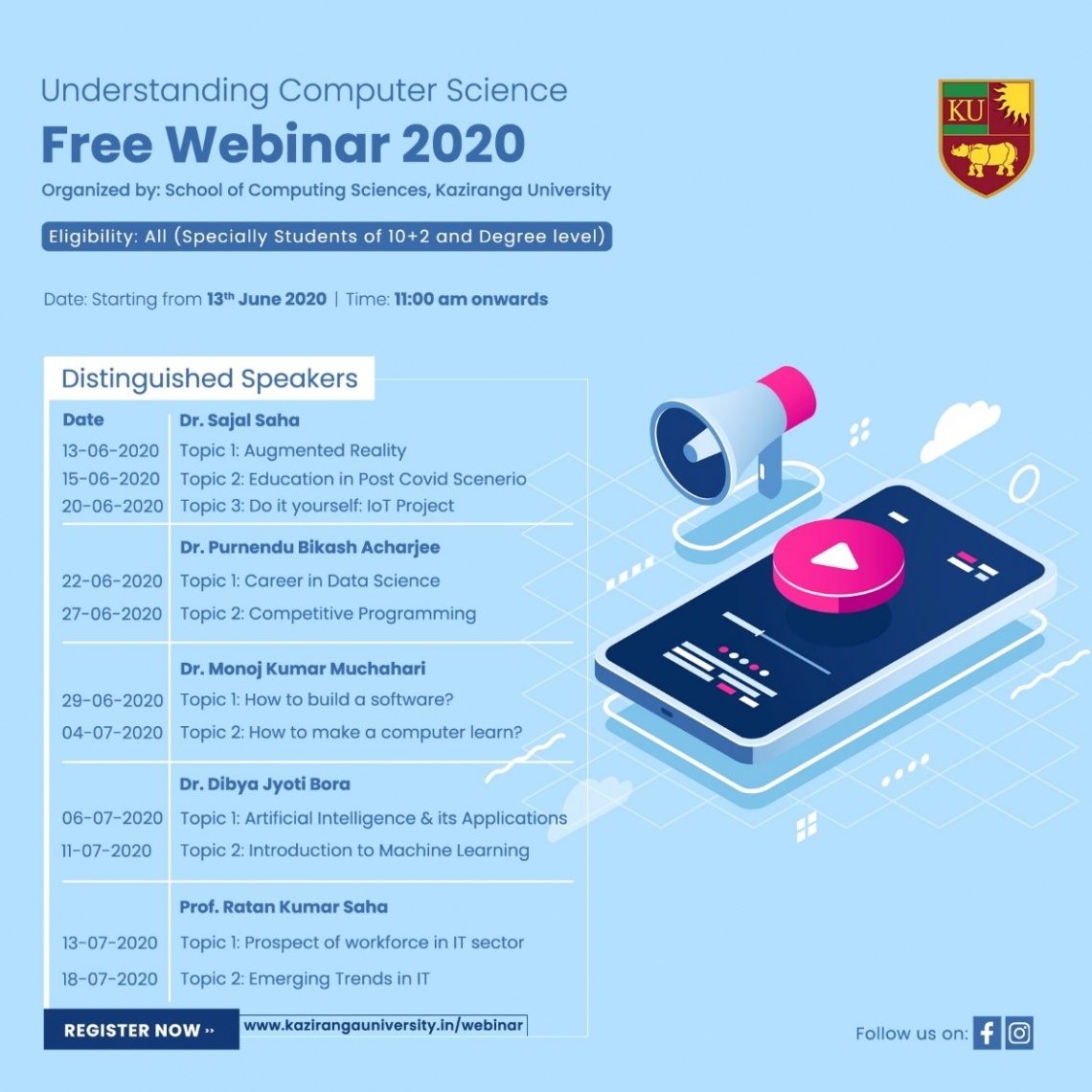 Free Webinar 2020 by School Computing Sciences