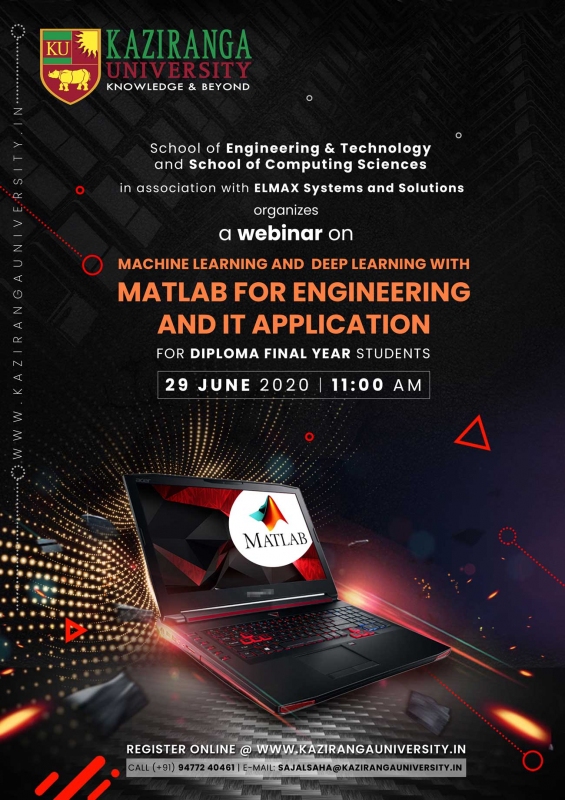 Webinar on Machine Learning and Deep Learning using MATLAB in Engineering and IT application with Elmax Systems