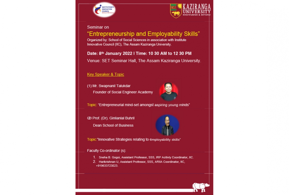 KU School of Social Sciences is organizing a Seminar on Entrepreneurship and Employability skills
