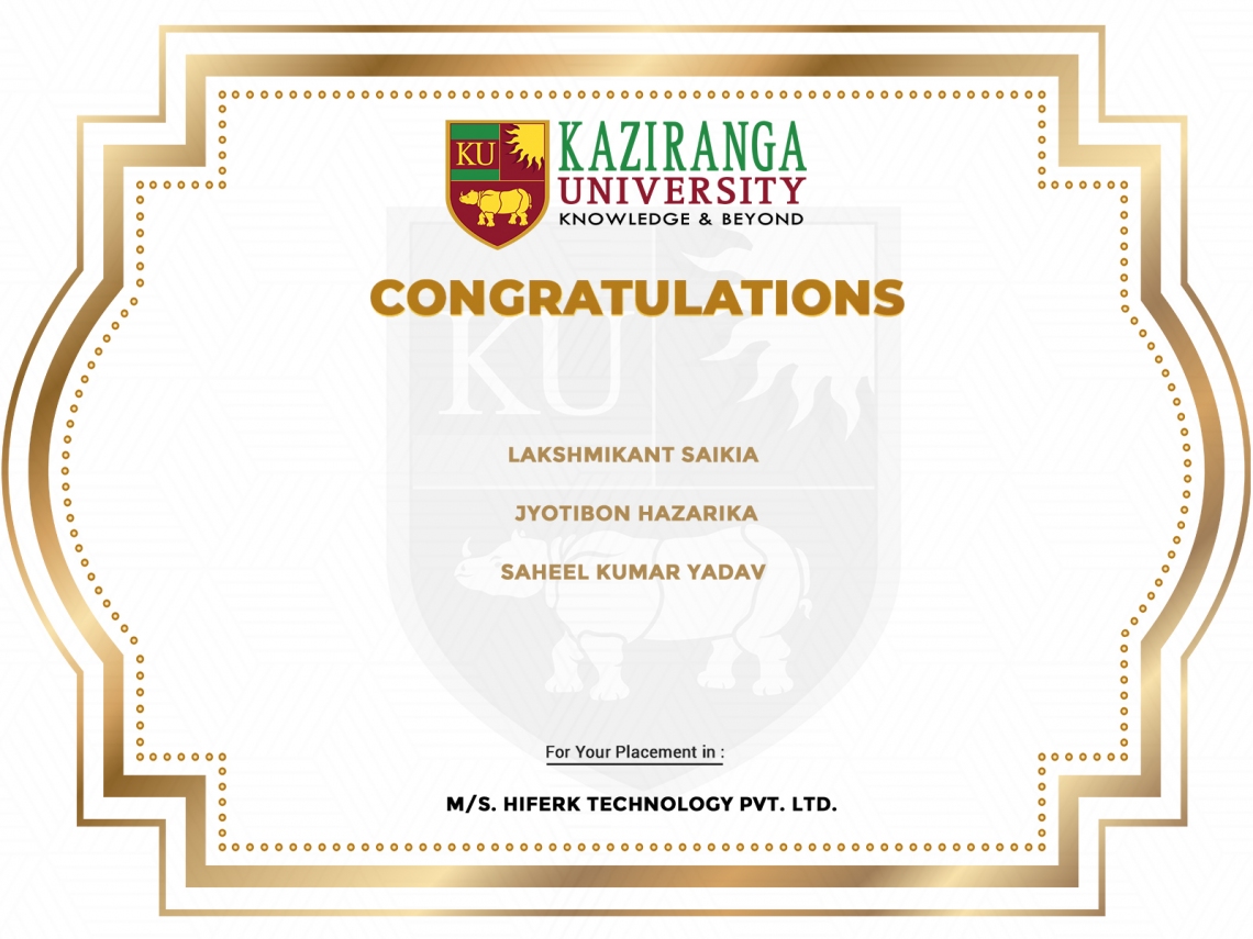 KU Students placed with M/s. Hiferk Technology Pvt. Ltd.