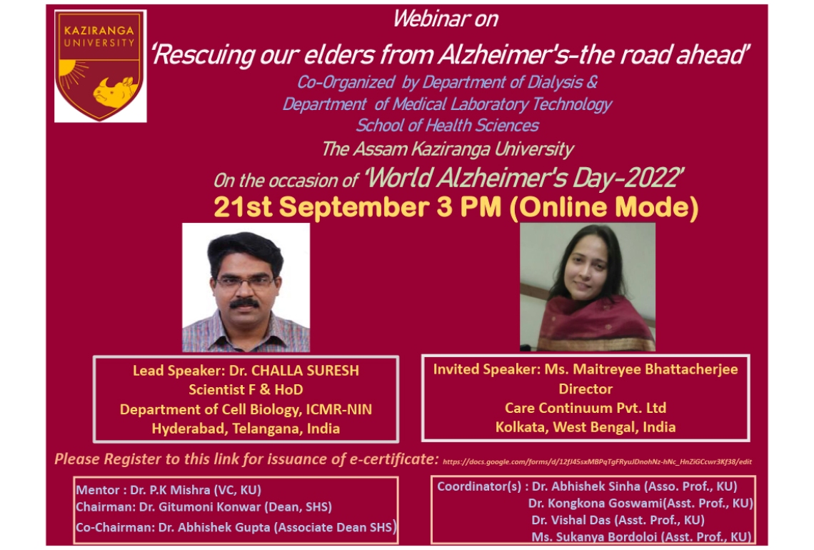 Webinar on 'World Alzheimer's Day' 2022 On 21st September