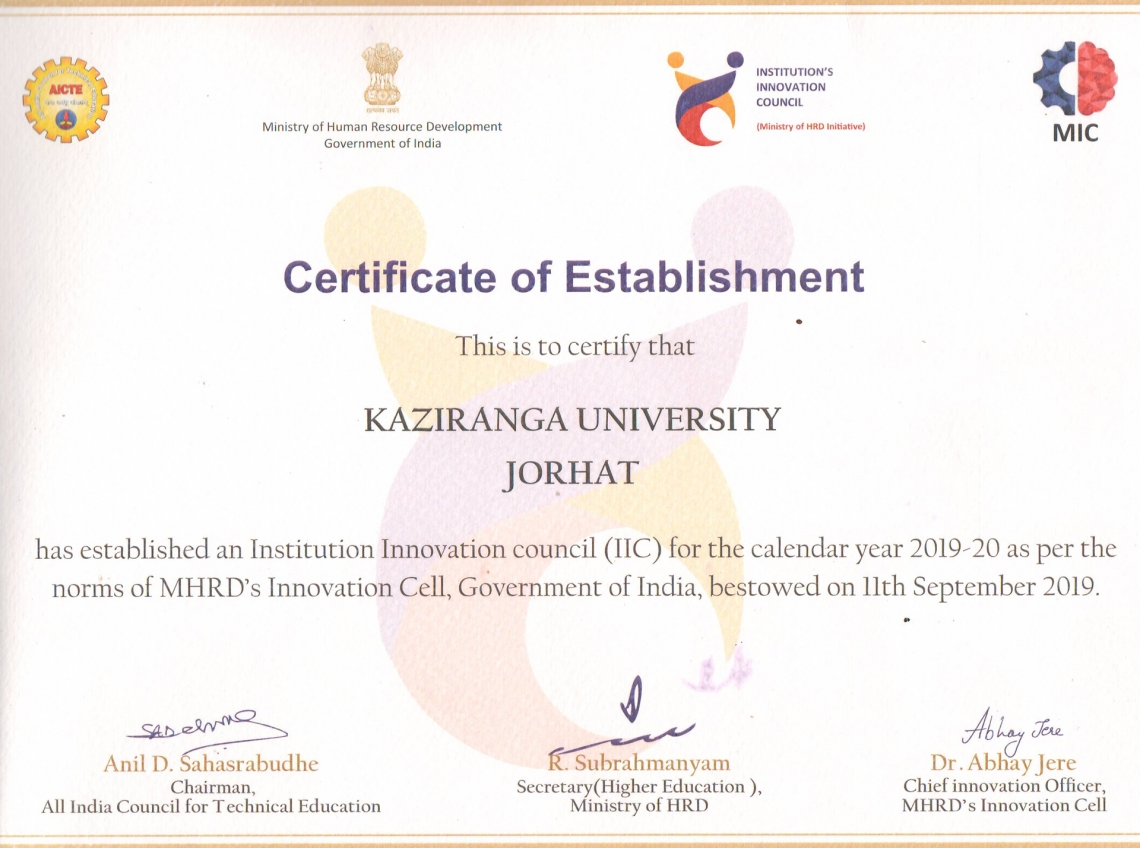 Institution Innovation Council at Kaziranga University