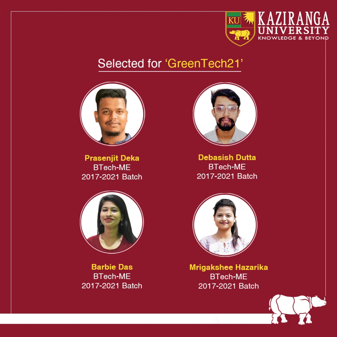 KU students research papers are selected for the 'GreenTech', an international conference held in Chennai, India.