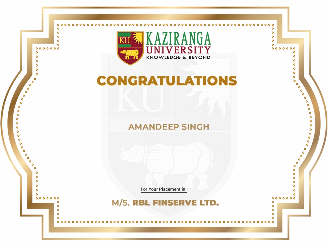 KU Student placed with M/s. RBL FinServe Ltd.