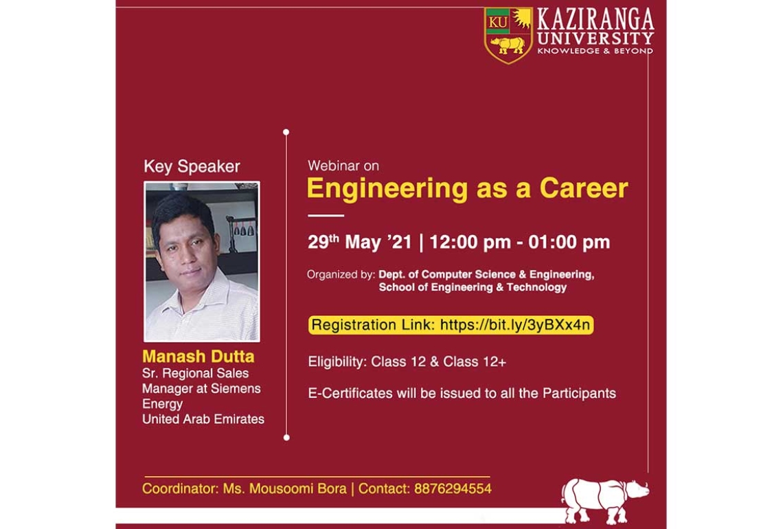 Webinar on Engineering as a Career conducted by Department of Computer Science and Engineering School of Engineering &amp; Technology