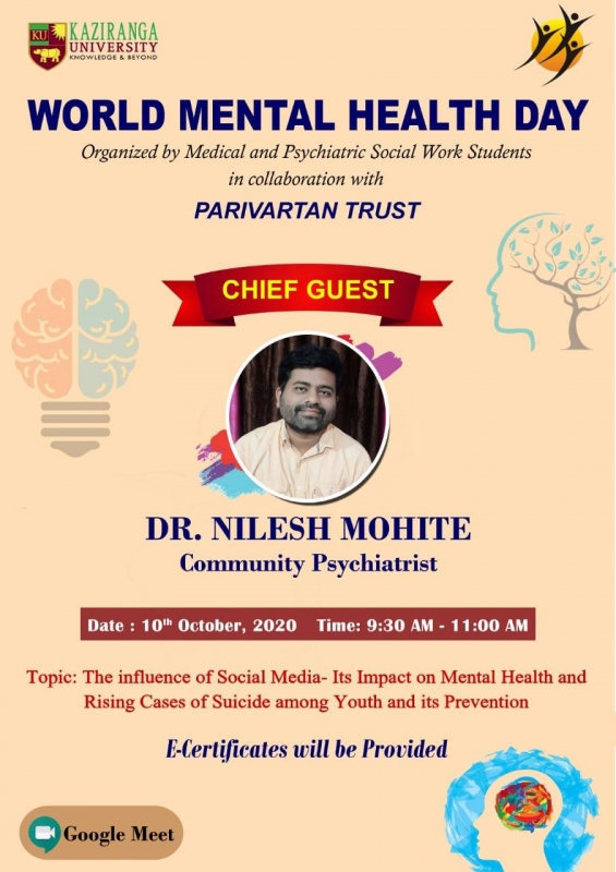 Join us on this Mental Health Day for an online session with Dr. Nilesh Mohite (Community Psychiatrist)