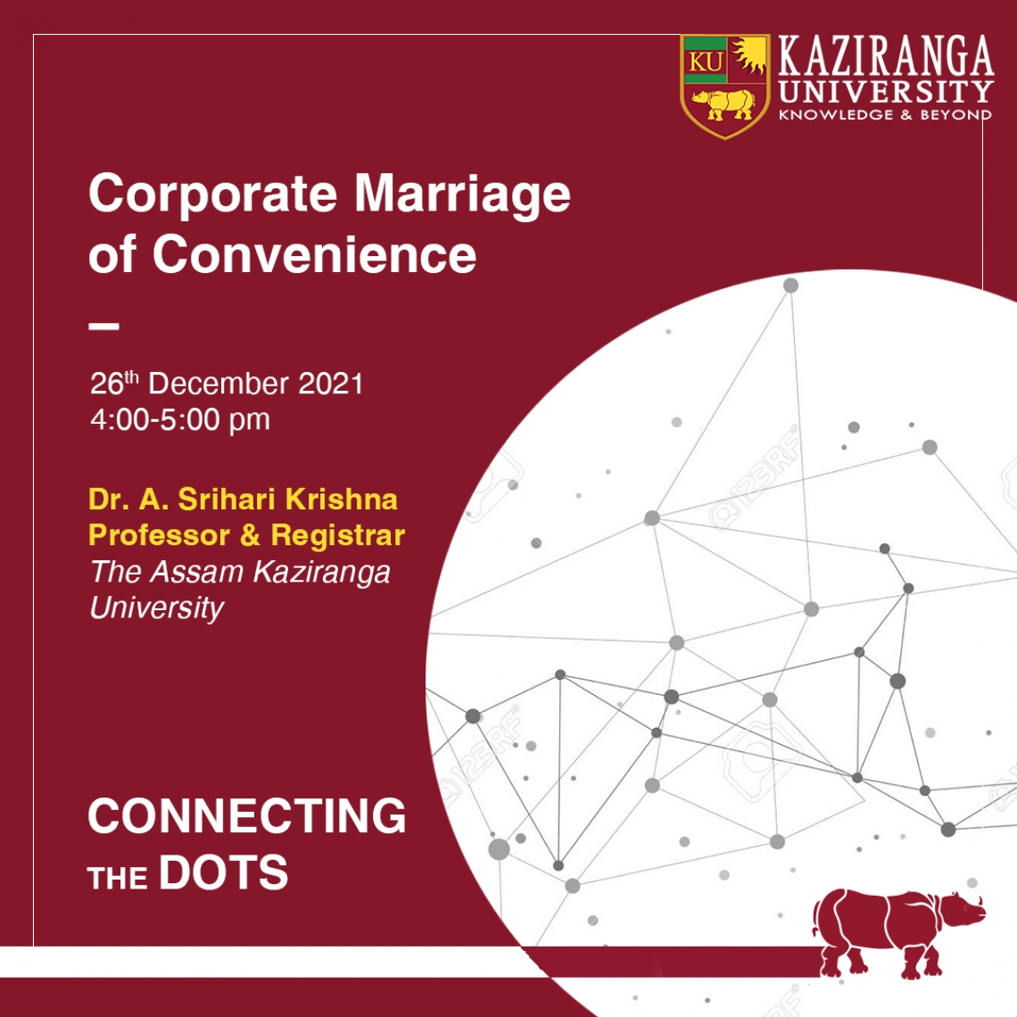 Weekend webinar of Connecting the dots on the topic "Corporate Marriages"