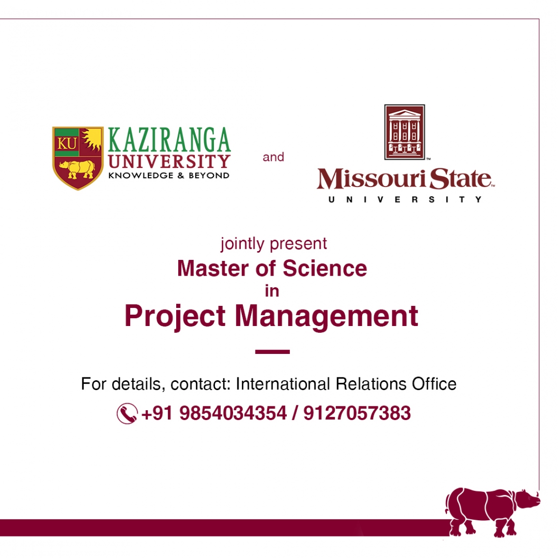 Master of Science in Project Management in collaboration with Missouri State University, USA