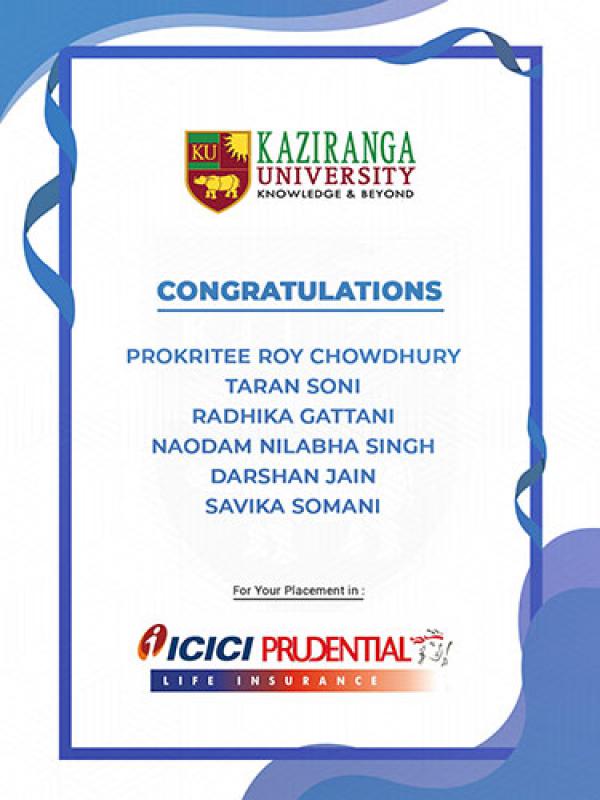 Six students selected by ICICI Prudential Life Insurance.