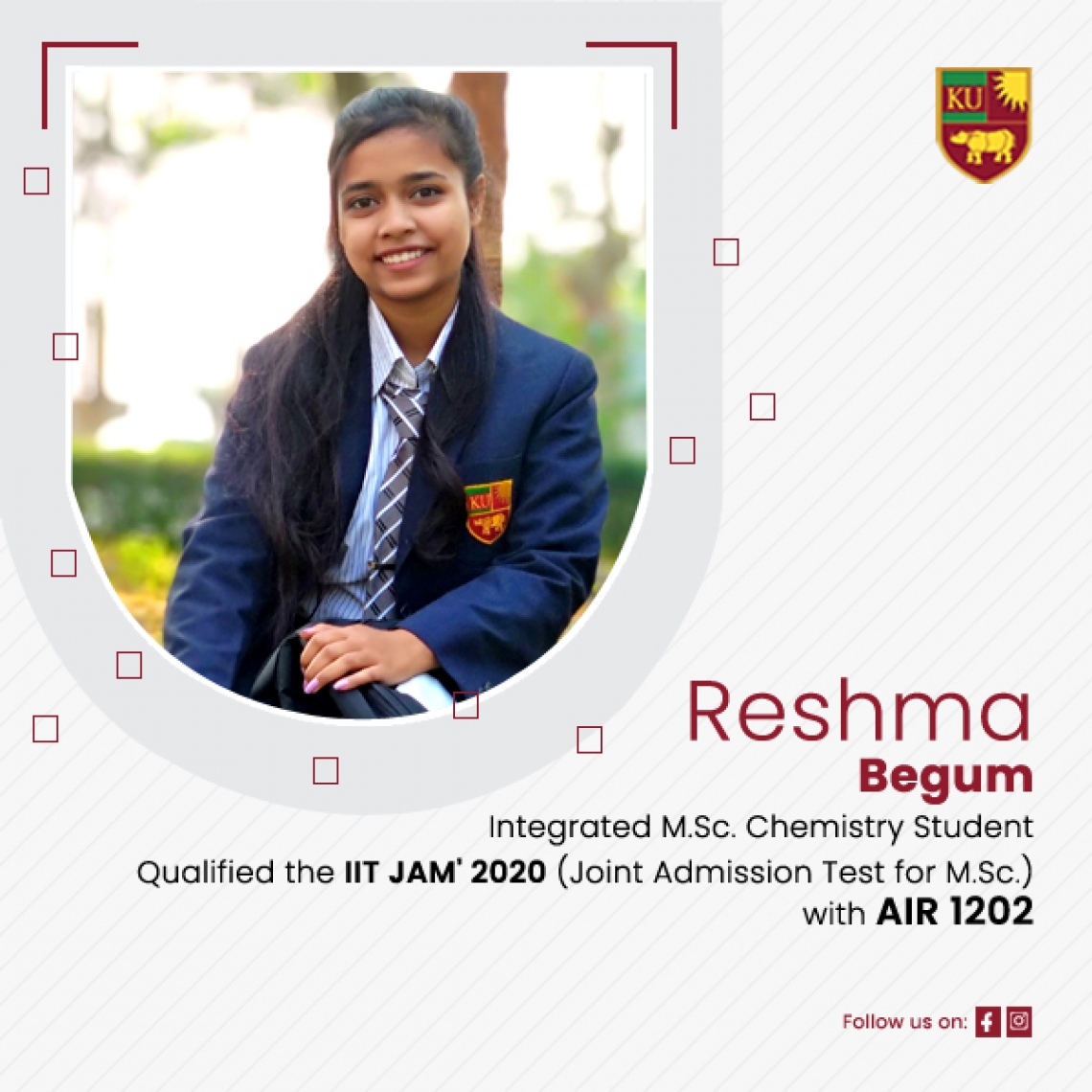 KU student from Integrated Msc. Chemistry qualifies the IIT JAM 2020