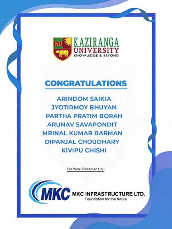 B.Tech CE Students Recruited by MKC Infrastructure Ltd.