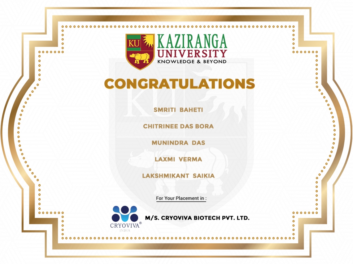 KU Students Placed with M/s. Cryoviva Biotech Pvt. Ltd.