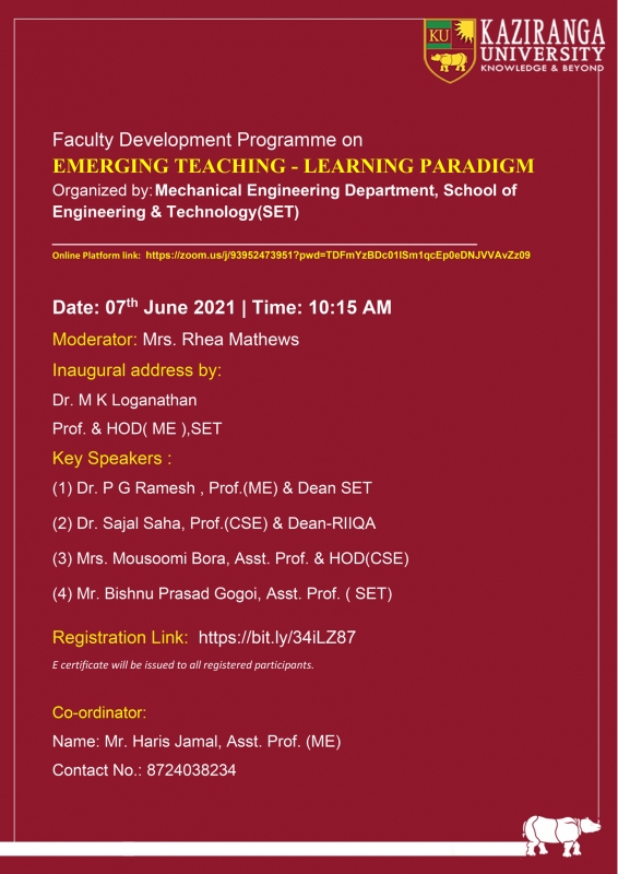 Faculty Development Programme on "EMERGING TEACHING AND LEARNING PARADIGM"